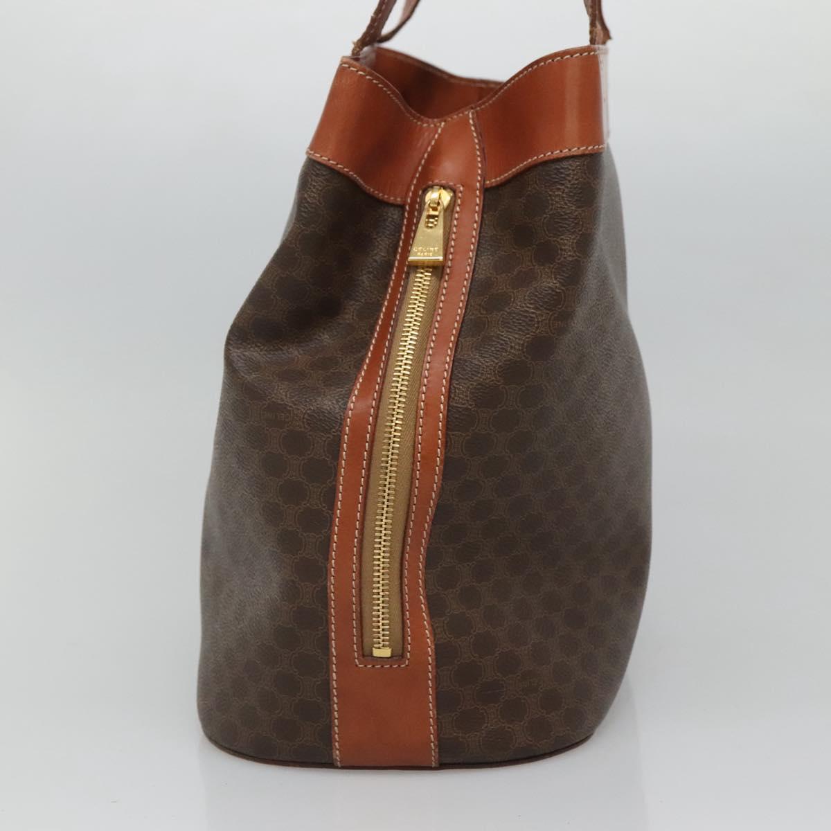 CELINE Macadam Canvas Tote Bag PVC Leather Brown Auth EC931