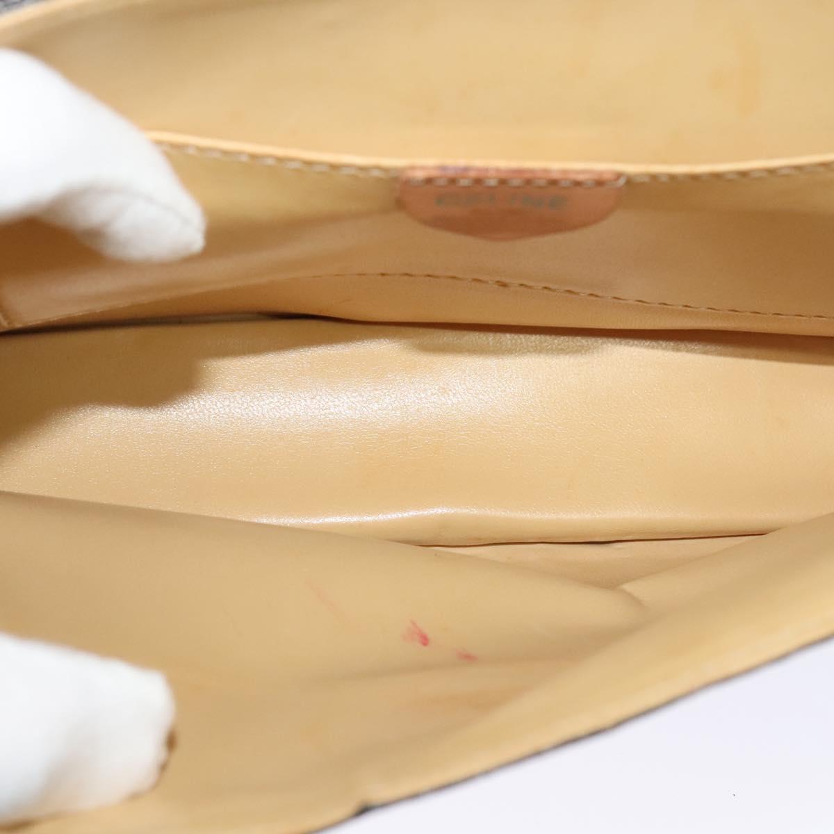 CELINE Macadam Canvas Coin Shoulder Bag PVC Leather Brown Gold Auth EC933