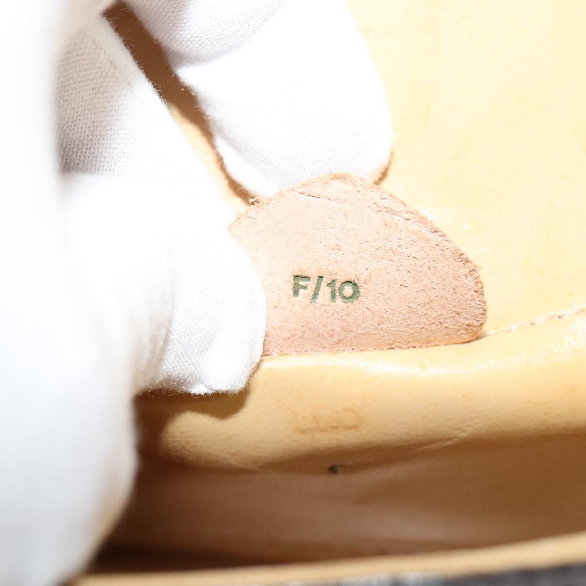 CELINE Macadam Canvas Coin Shoulder Bag PVC Leather Brown Gold Auth EC933