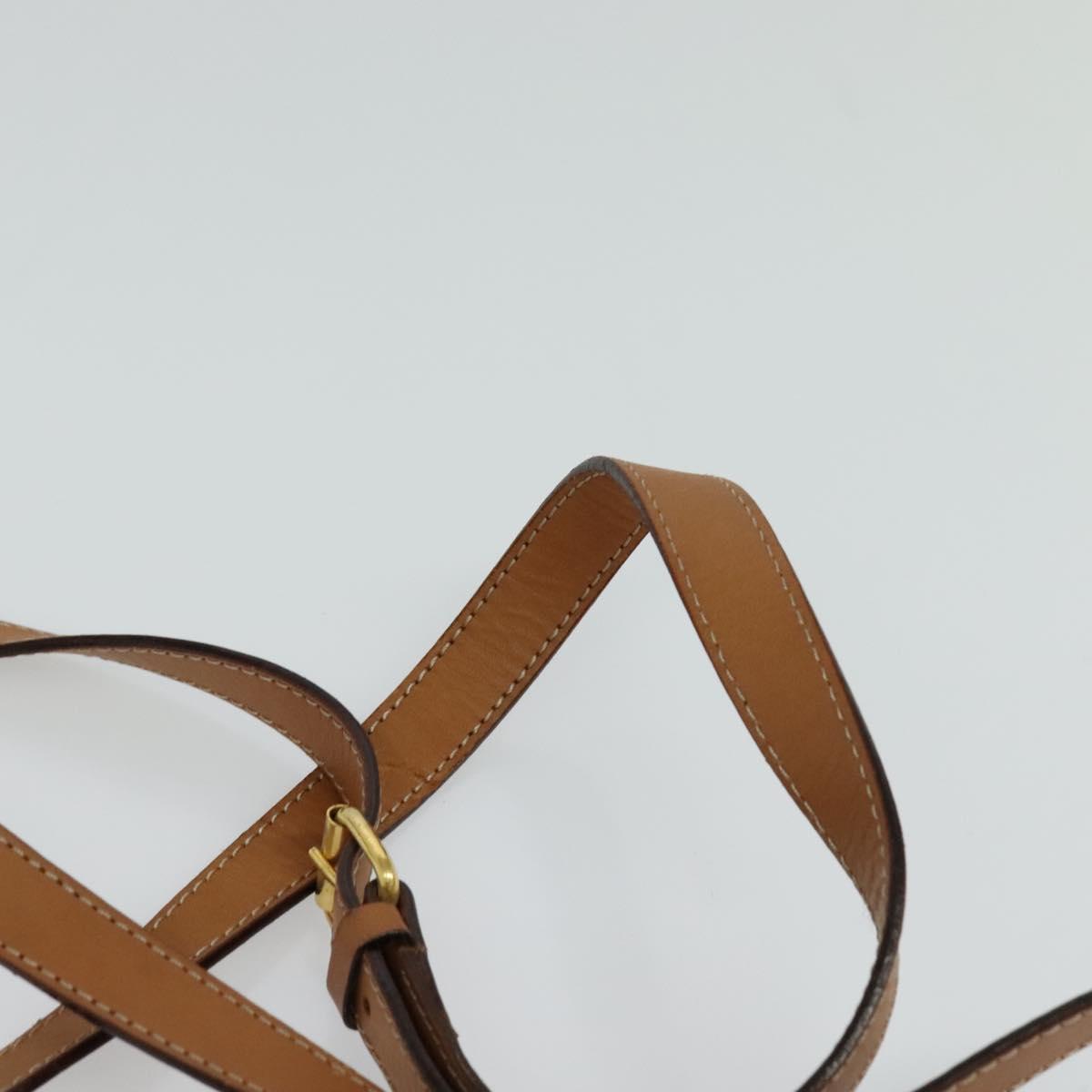 CELINE Macadam Canvas Coin Shoulder Bag PVC Leather Brown Gold Auth EC933