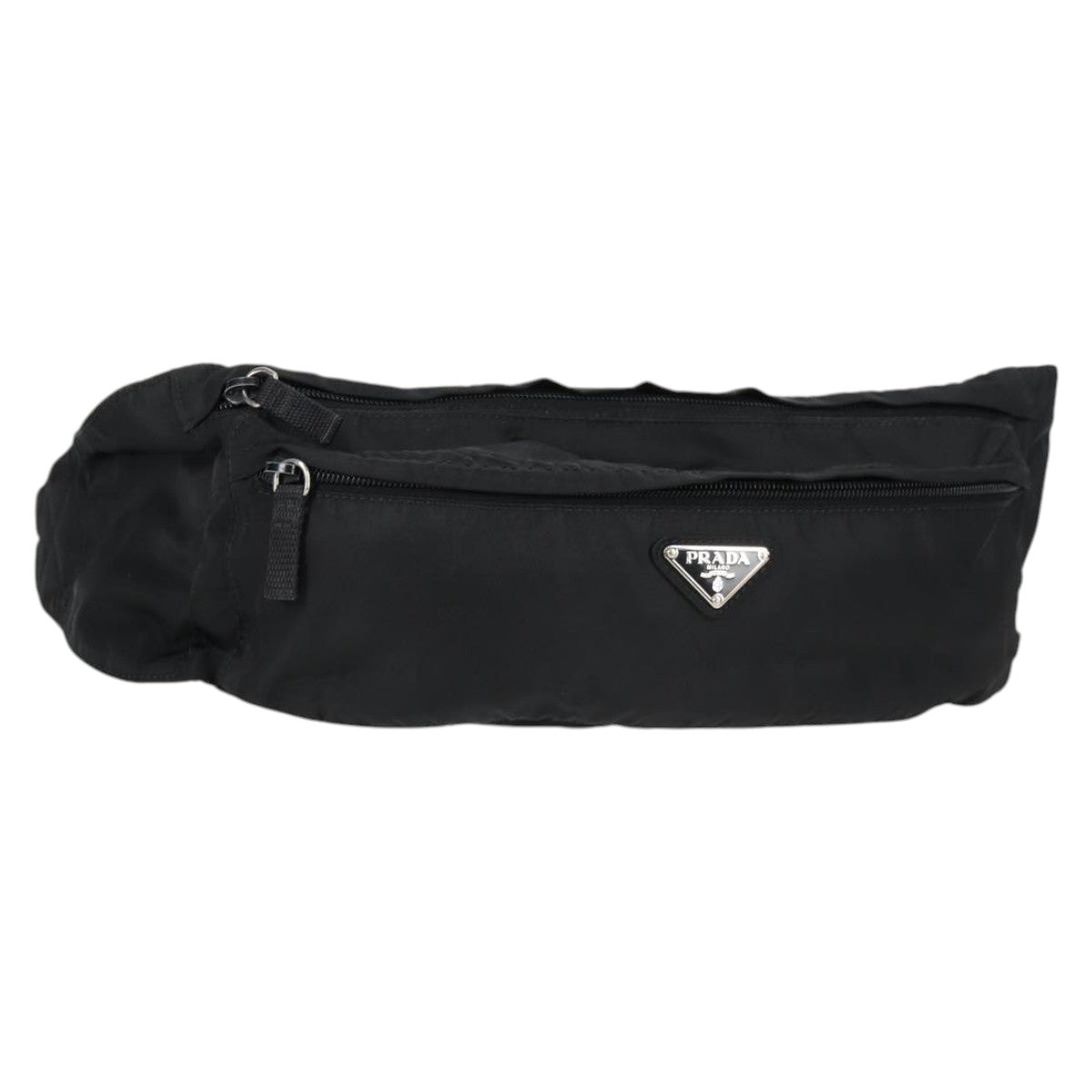 PRADA Waist bag Nylon Black Silver Auth EC935