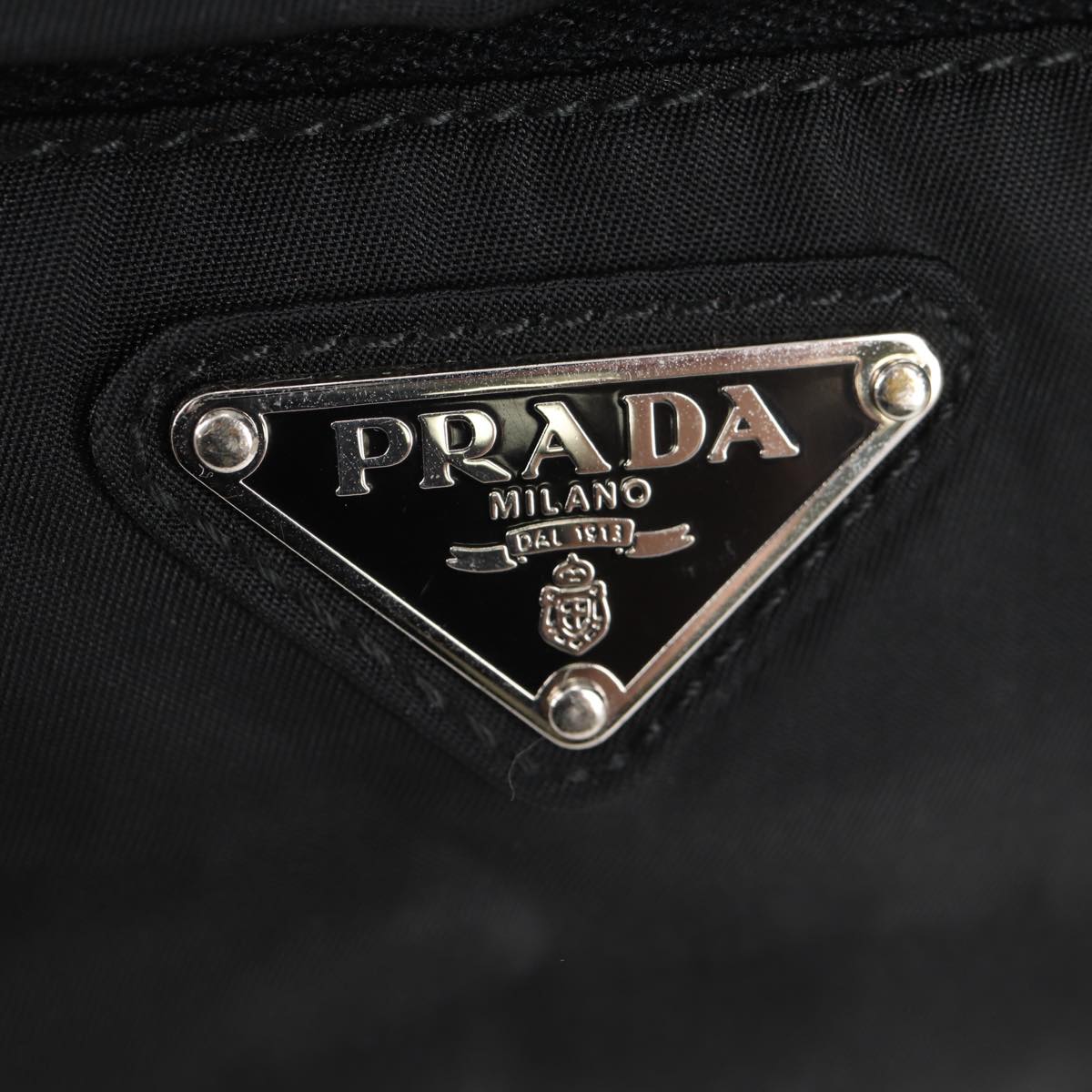 PRADA Waist bag Nylon Black Silver Auth EC935