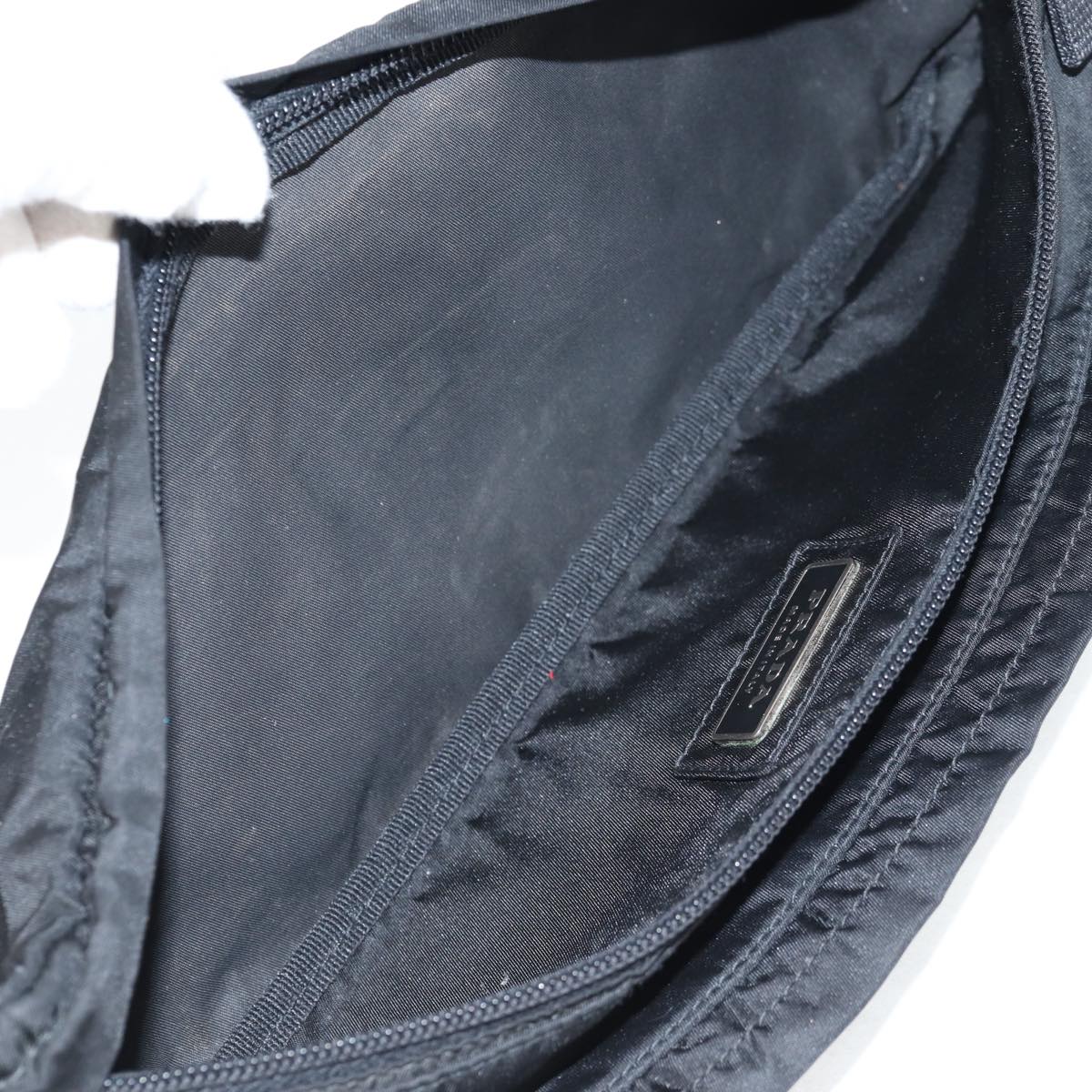 PRADA Waist bag Nylon Black Silver Auth EC935