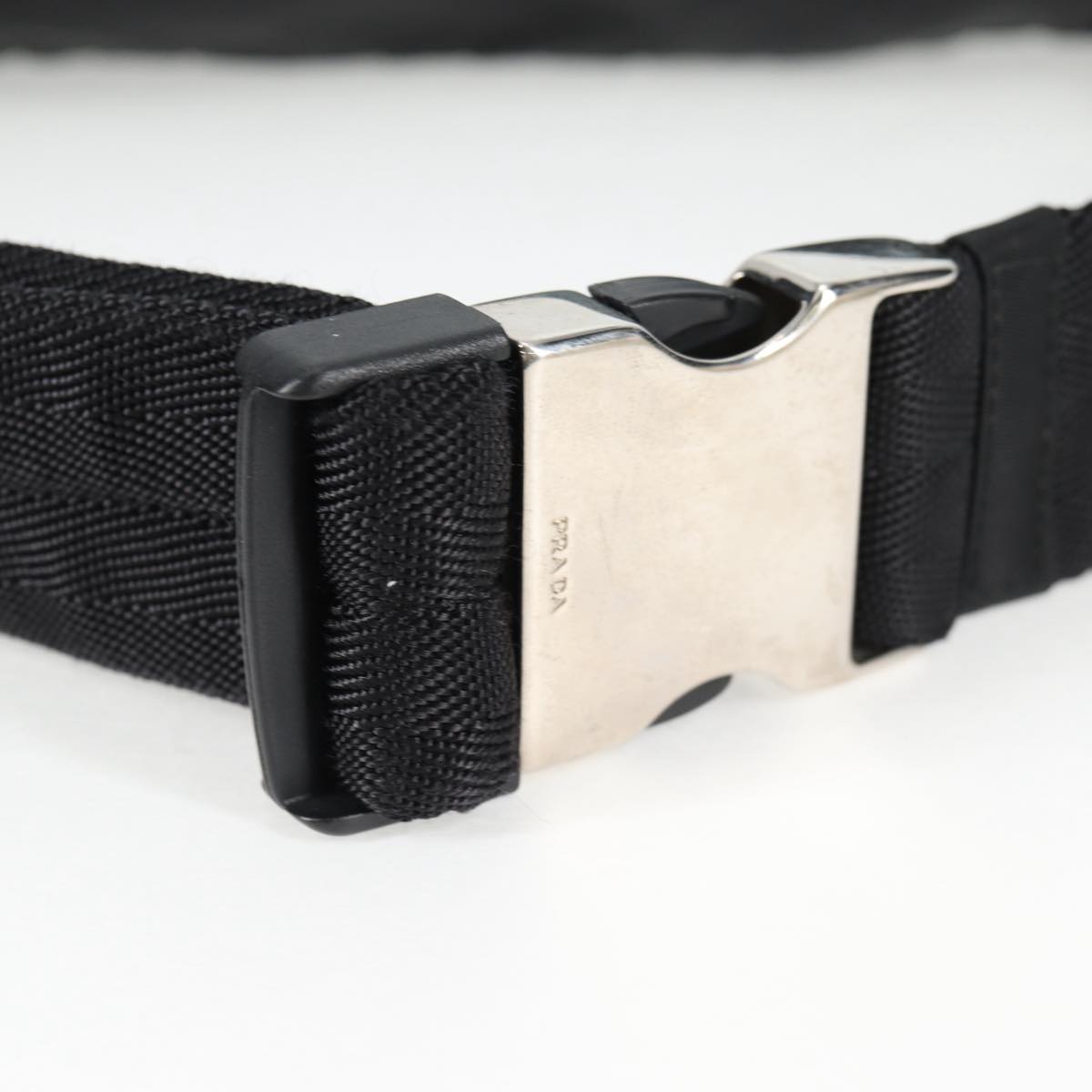 PRADA Waist bag Nylon Black Silver Auth EC935