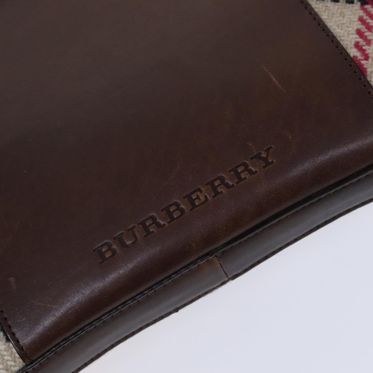 BURBERRY Nova Check Shoulder Bag Wool Beige Auth EC948