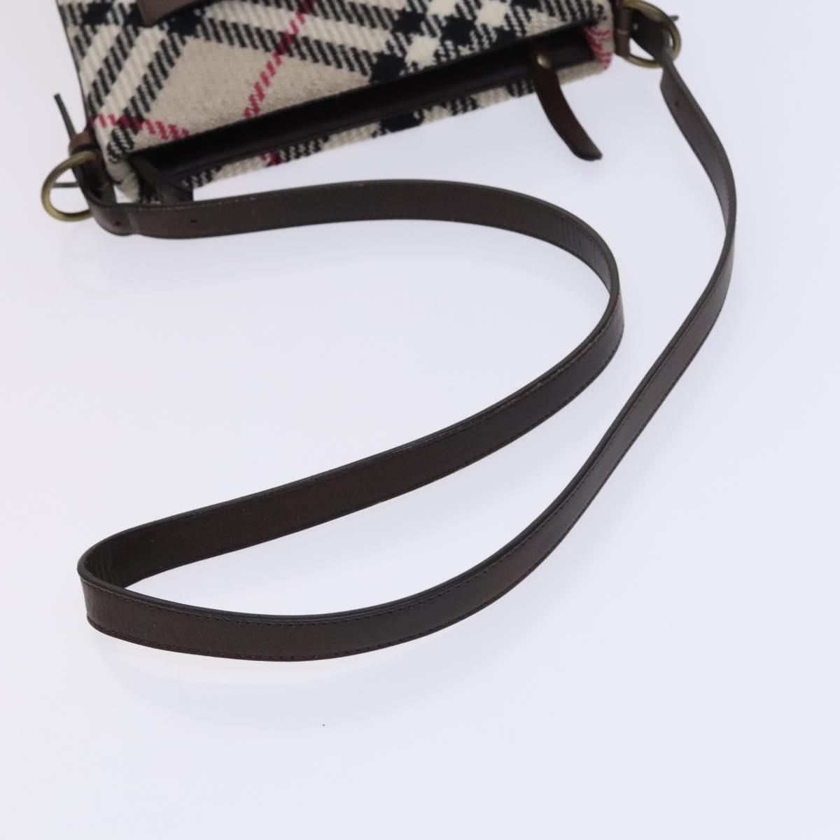 BURBERRY Nova Check Shoulder Bag Wool Beige Auth EC948