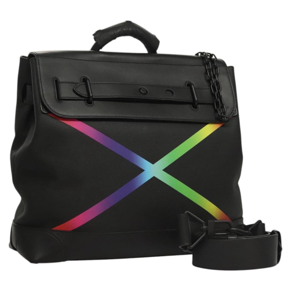 LOUIS VUITTON Taiga Steamer PM Hand Bag Black M30339 LV Auth EC951A