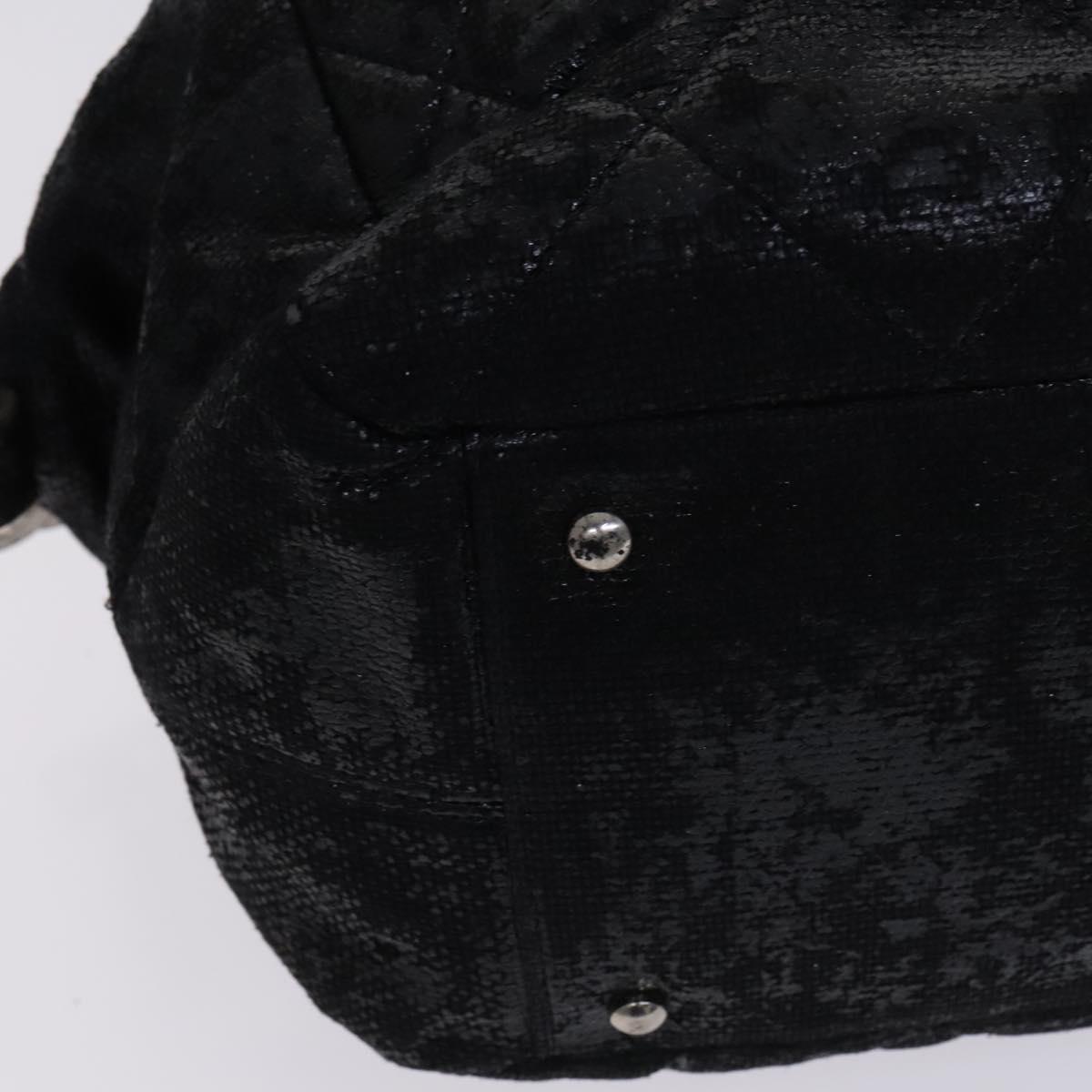 CHANEL Paris Biarritz PM Hand Bag Coated Canvas Black CC Auth EC957