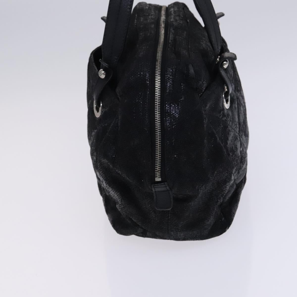 CHANEL Paris Biarritz PM Hand Bag Coated Canvas Black CC Auth EC957