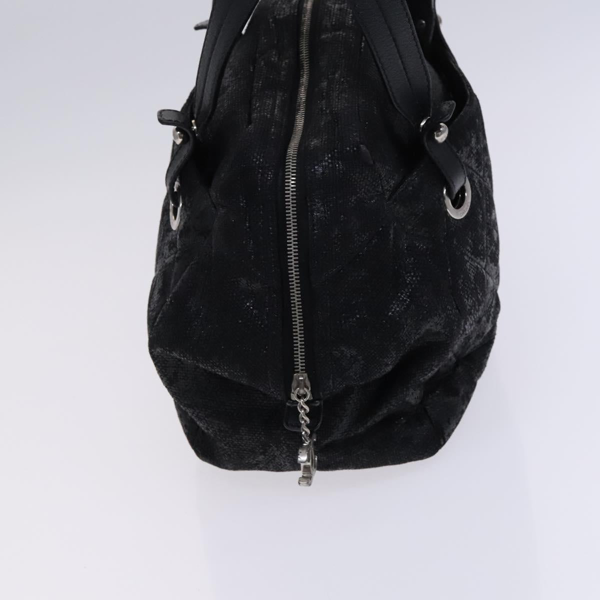 CHANEL Paris Biarritz PM Hand Bag Coated Canvas Black CC Auth EC957