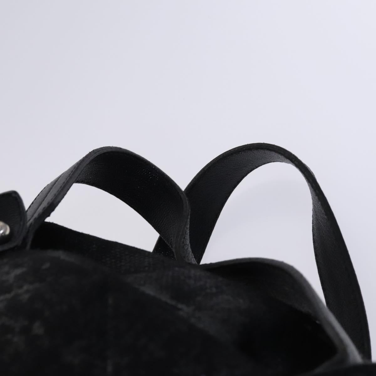 CHANEL Paris Biarritz PM Hand Bag Coated Canvas Black CC Auth EC957