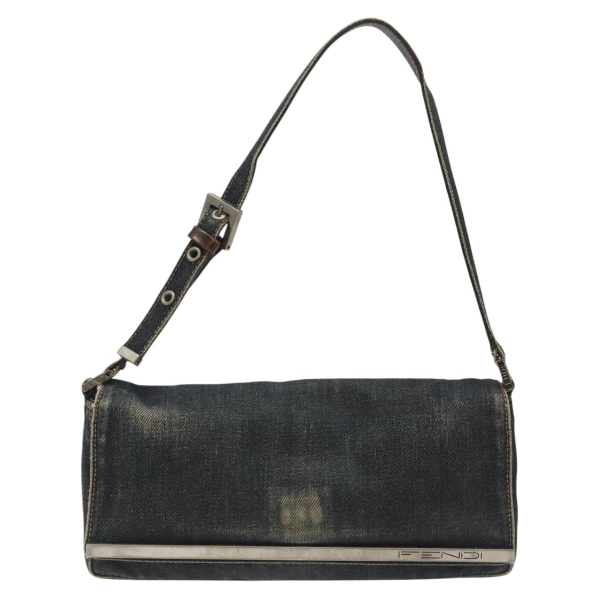FENDI Shoulder Bag Denim Navy Auth EC962