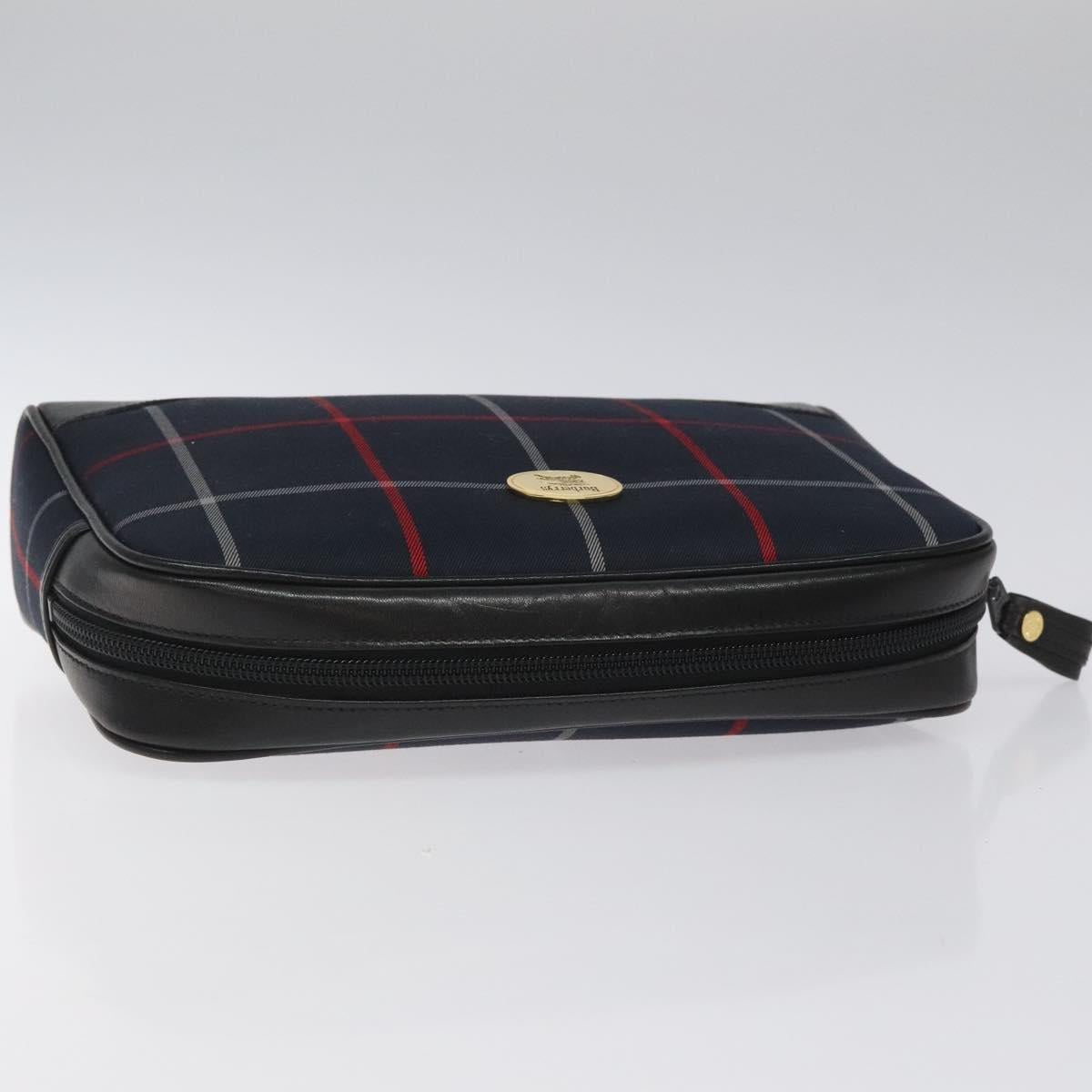 Burberrys Nova Check Clutch Bag Canvas Navy Auth EC973