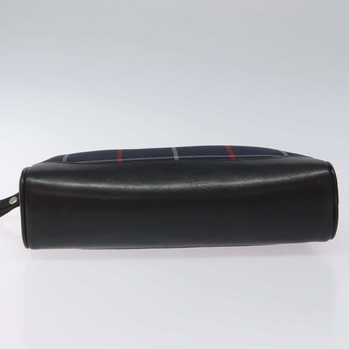 Burberrys Nova Check Clutch Bag Canvas Navy Auth EC973