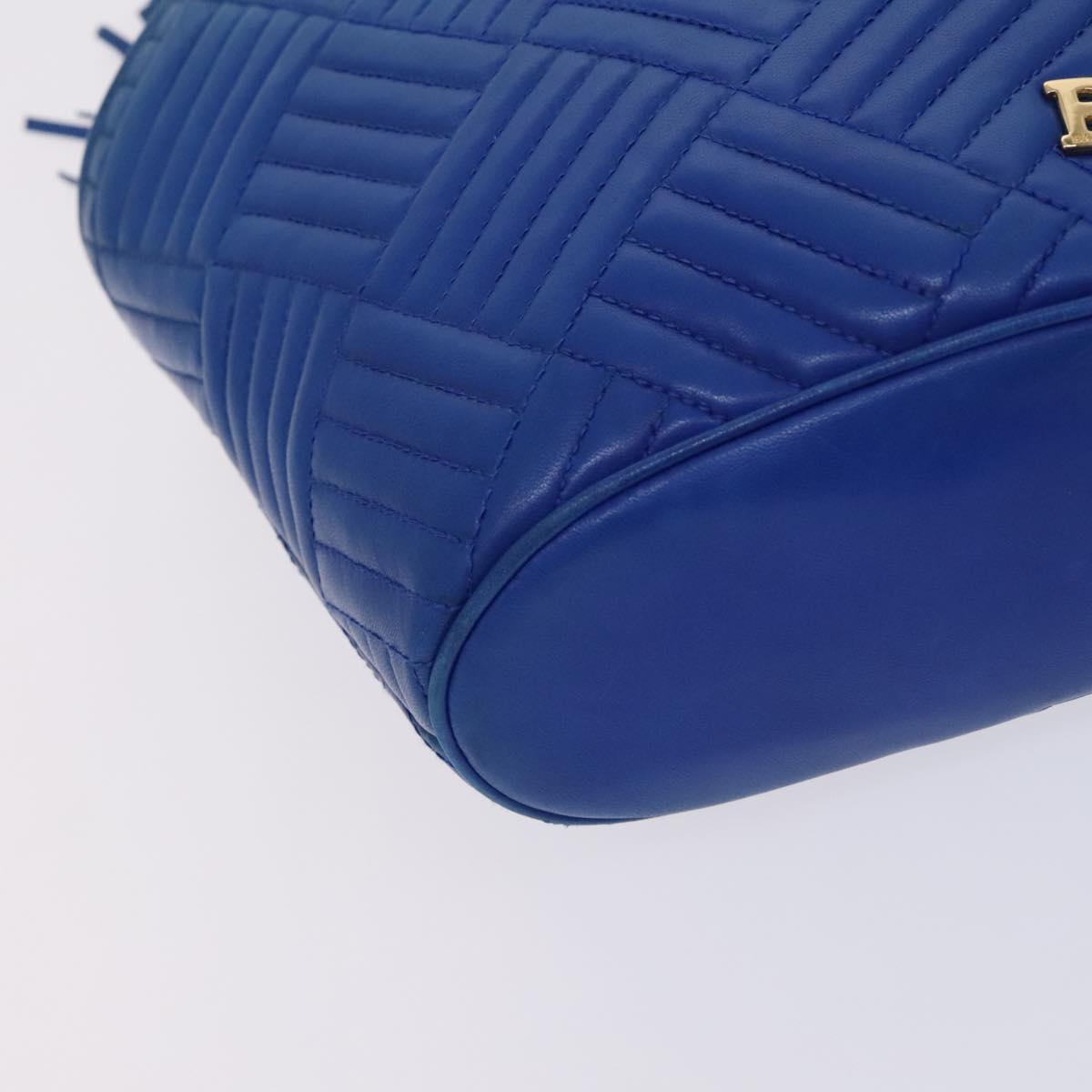 BALLY Shoulder Bag Leather Blue Gold Auth EC978