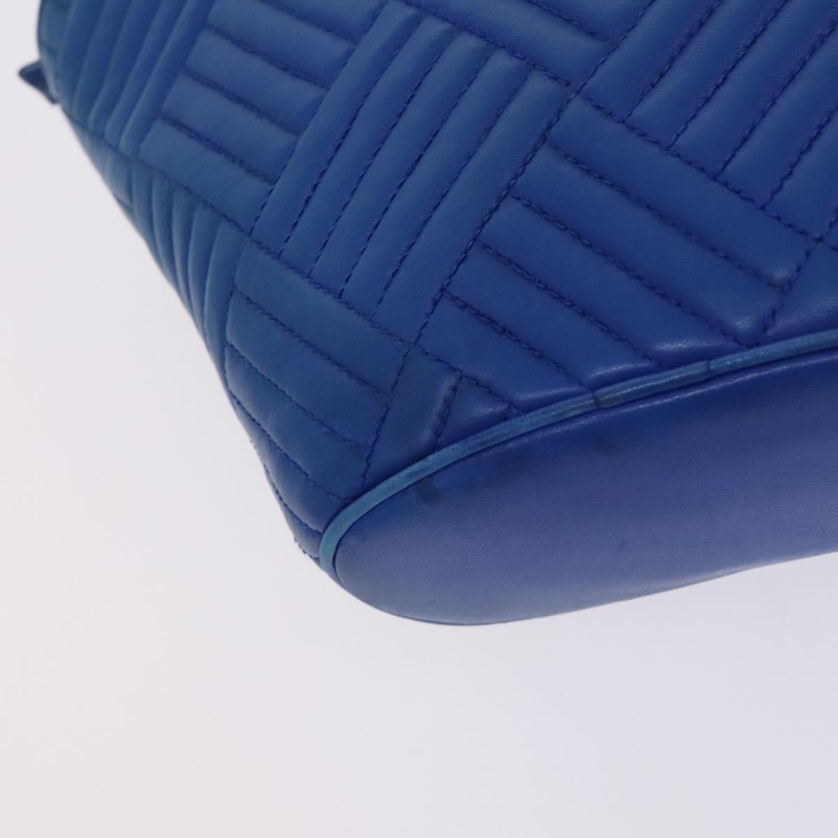 BALLY Shoulder Bag Leather Blue Gold Auth EC978