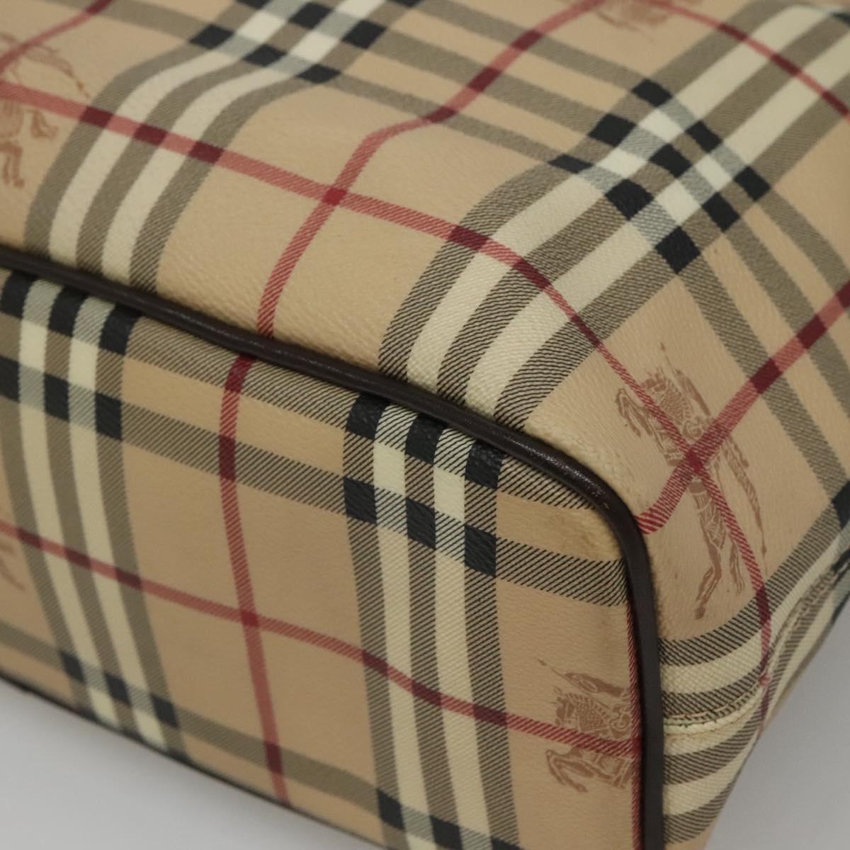 BURBERRY Nova Check Tote Bag PVC Beige Auth EC994