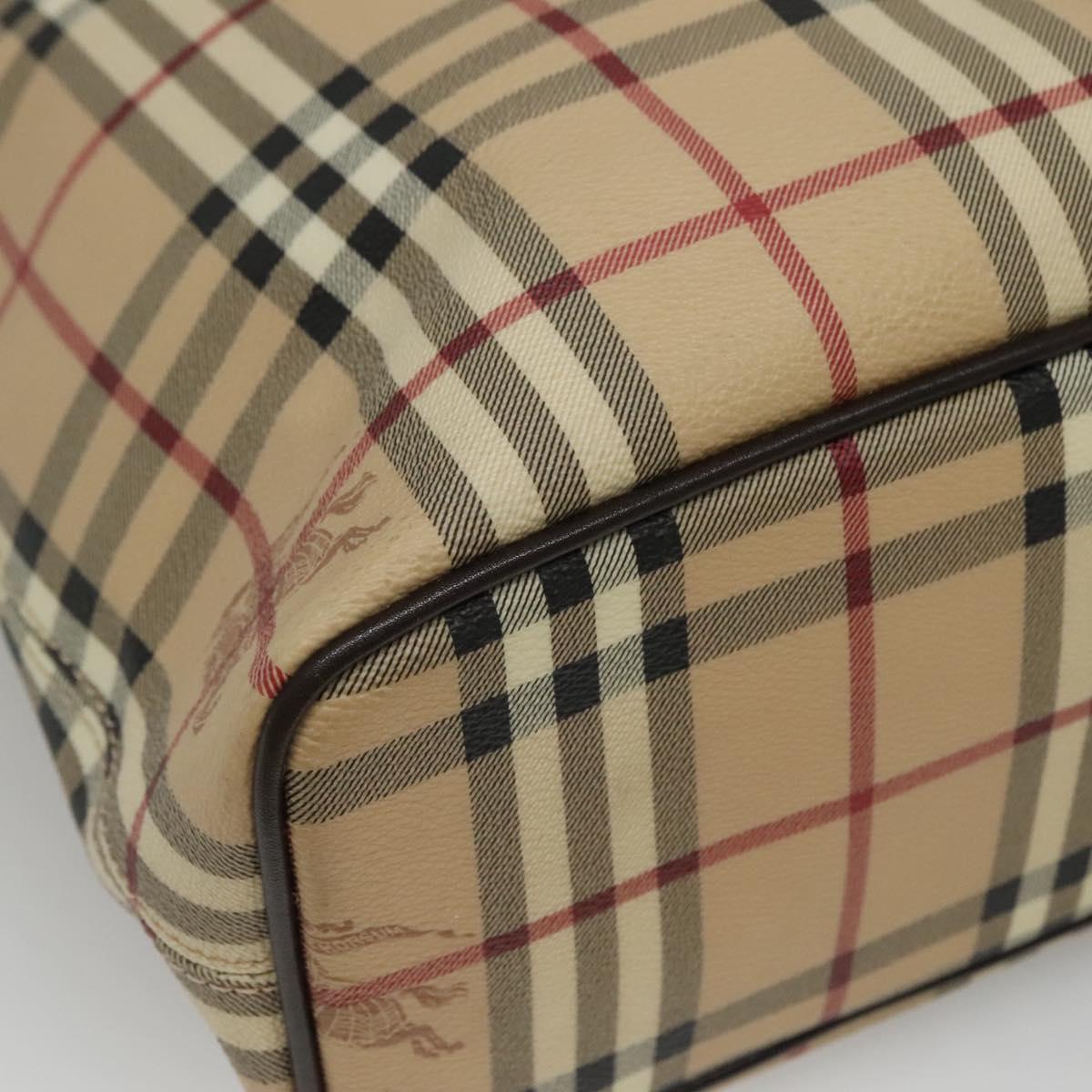 BURBERRY Nova Check Tote Bag PVC Beige Auth EC994