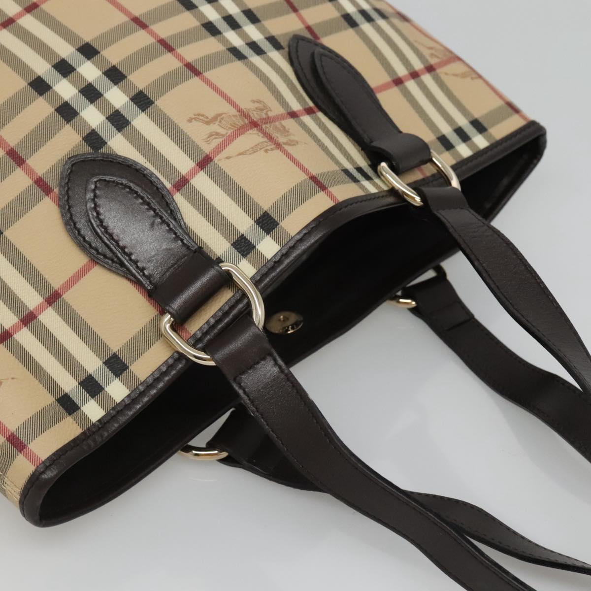 BURBERRY Nova Check Tote Bag PVC Beige Auth EC994