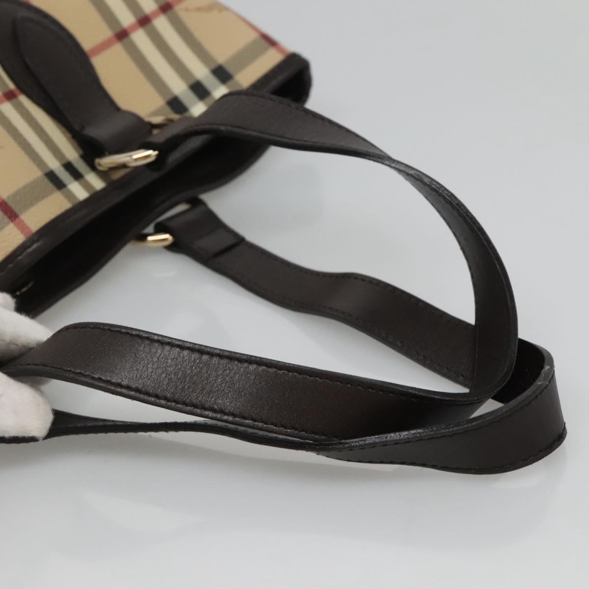 BURBERRY Nova Check Tote Bag PVC Beige Auth EC994