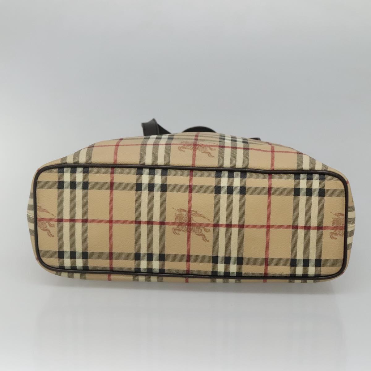 BURBERRY Nova Check Tote Bag PVC Beige Auth EC994