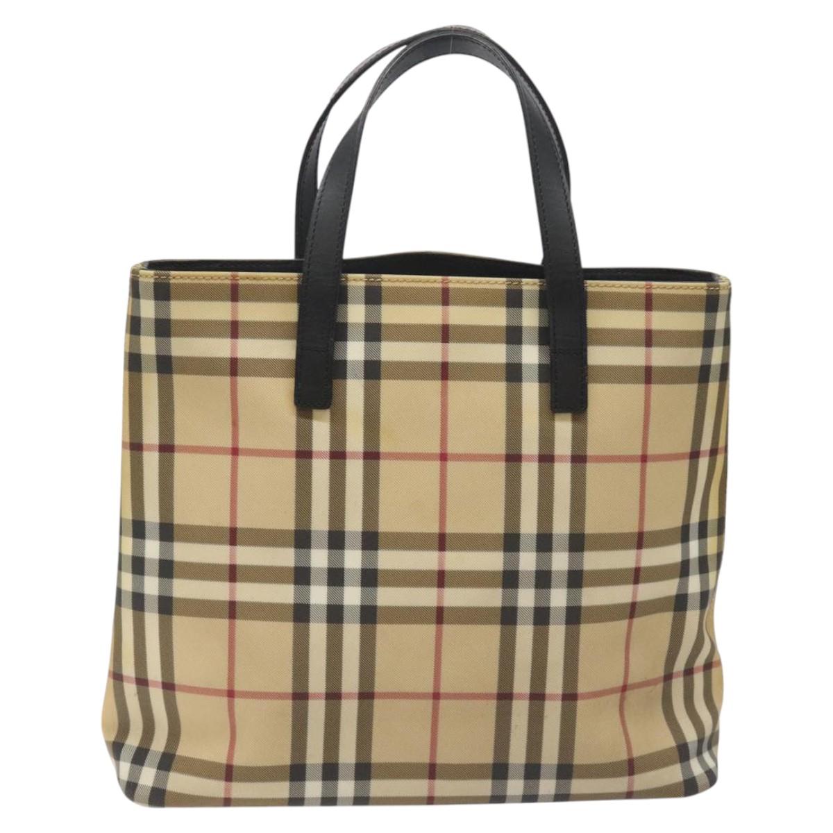 BURBERRY Nova Check Tote Bag PVC Beige Auth EC998