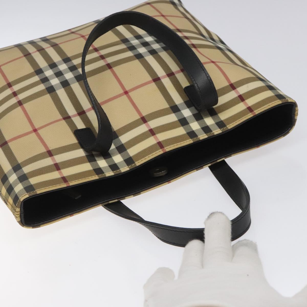BURBERRY Nova Check Tote Bag PVC Beige Auth EC998