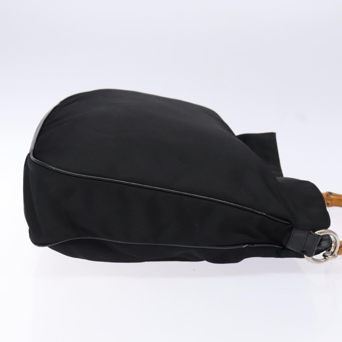 GUCCI Bamboo Hand Bag Nylon Black Silver 001 3754 1577 Auth ep10001