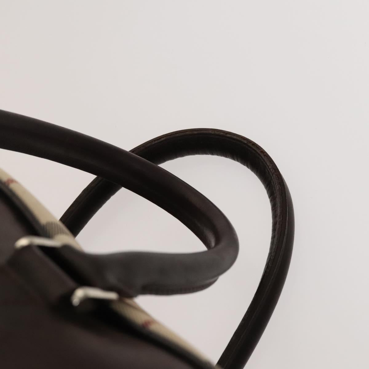 BURBERRY Nova Check Boston Bag Canvas Beige Silver Auth ep10002