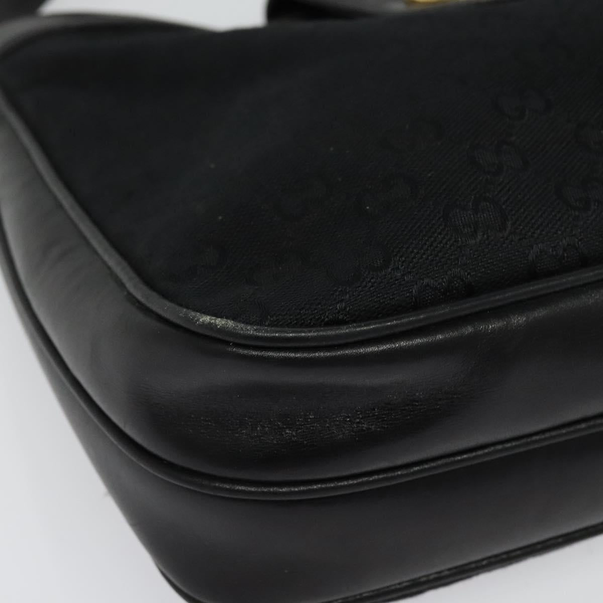 GUCCI GG Canvas Shoulder Bag Black Gold Auth ep10003