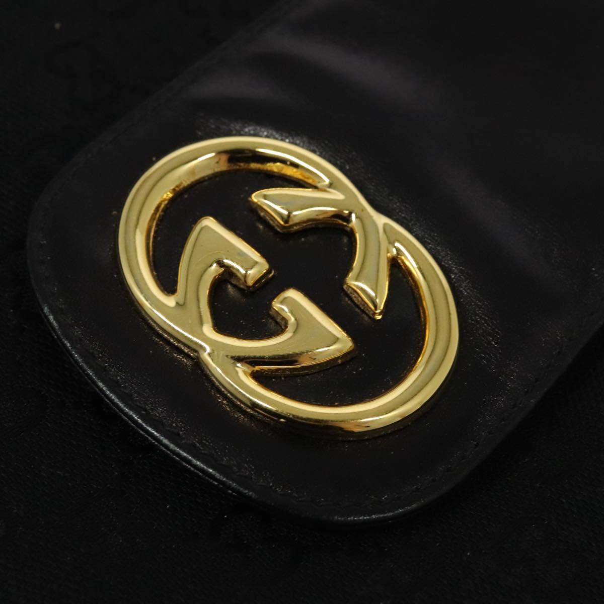 GUCCI GG Canvas Shoulder Bag Black Gold Auth ep10003