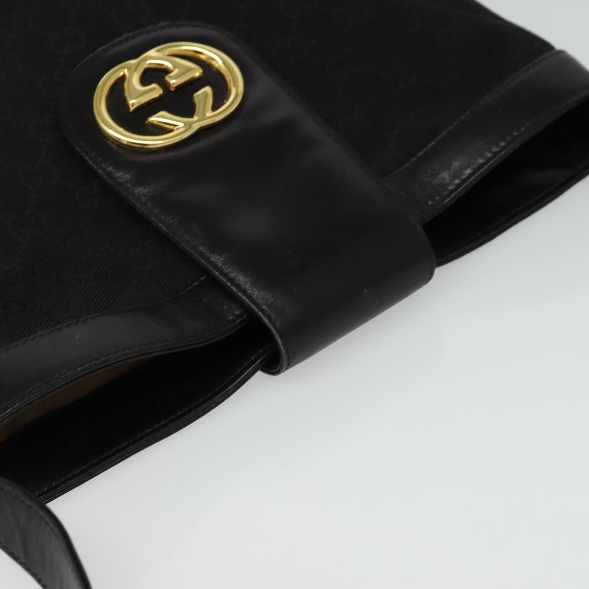 GUCCI GG Canvas Shoulder Bag Black Gold Auth ep10003