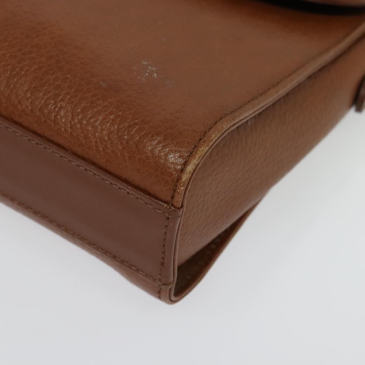 Burberrys Shoulder Bag Leather Brown Gold Auth ep10007