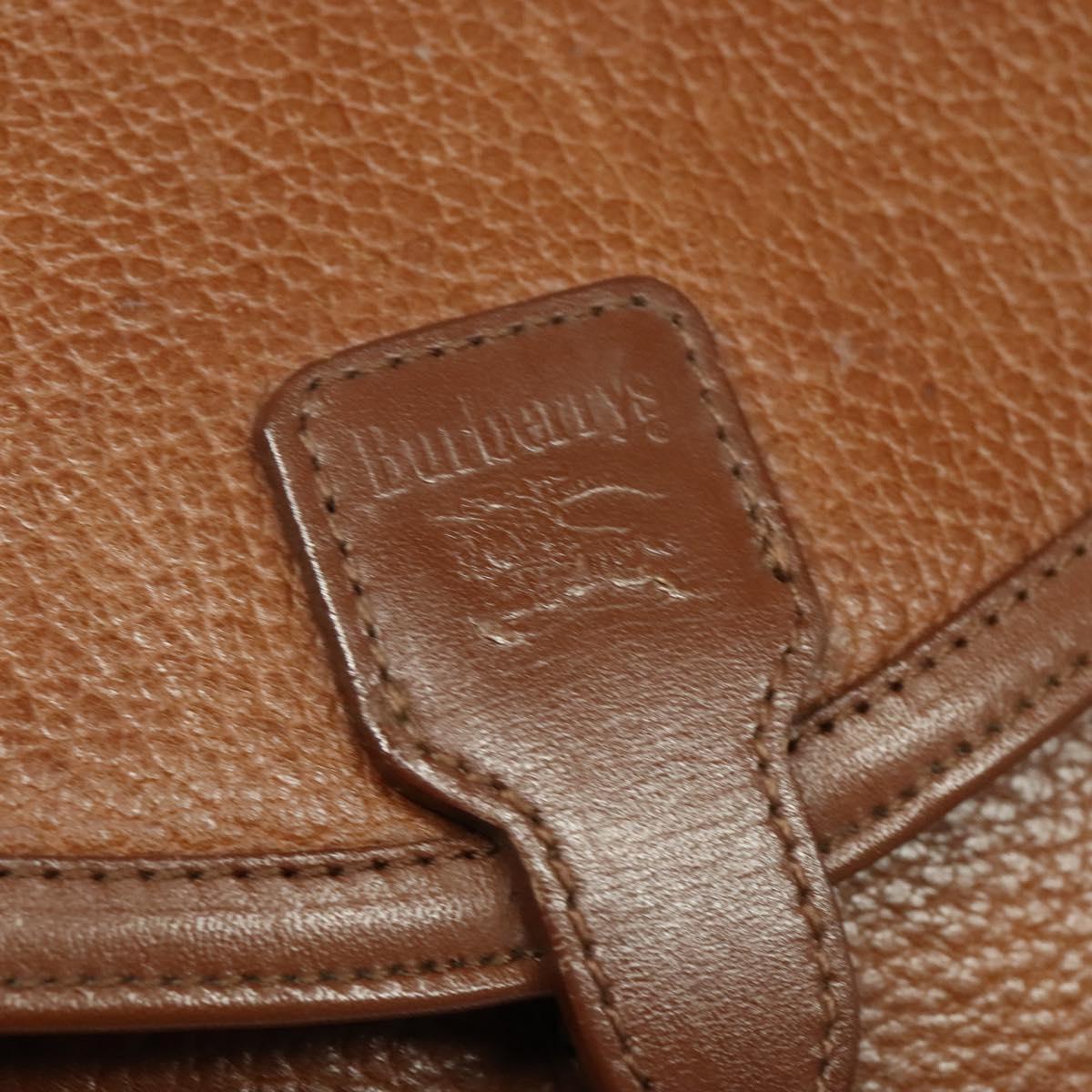Burberrys Shoulder Bag Leather Brown Gold Auth ep10007