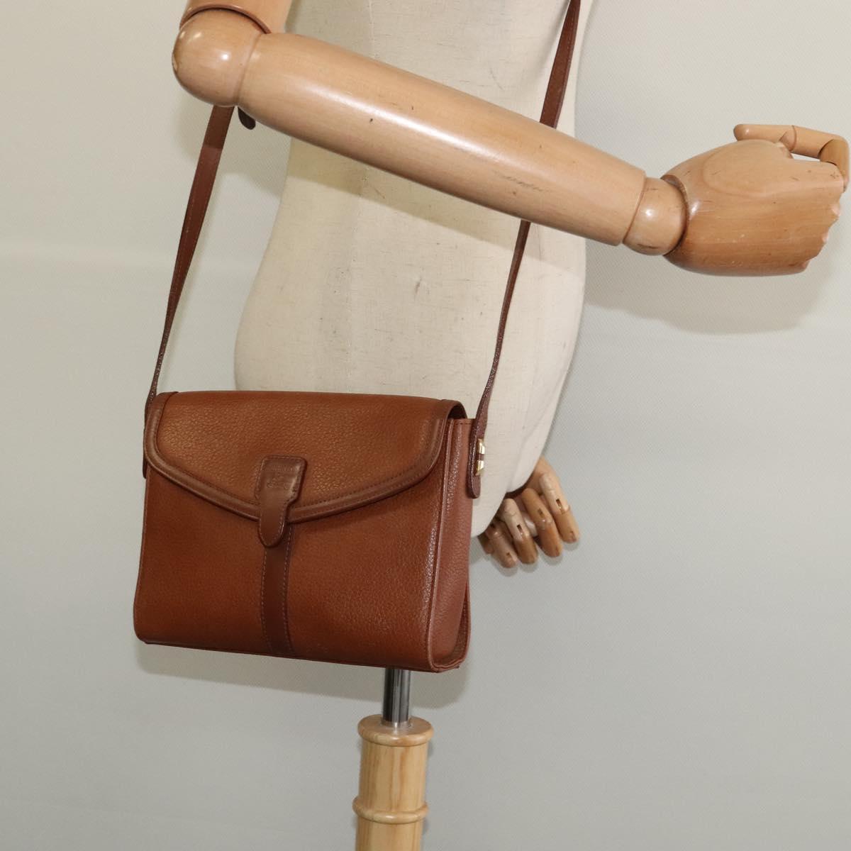 Burberrys Shoulder Bag Leather Brown Gold Auth ep10007