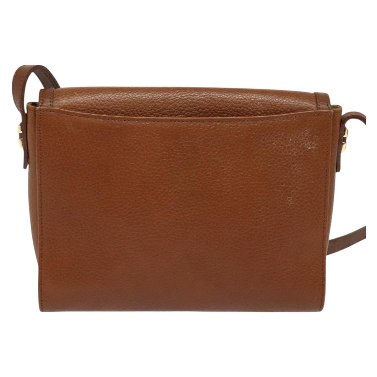 Burberrys Shoulder Bag Leather Brown Gold Auth ep10007