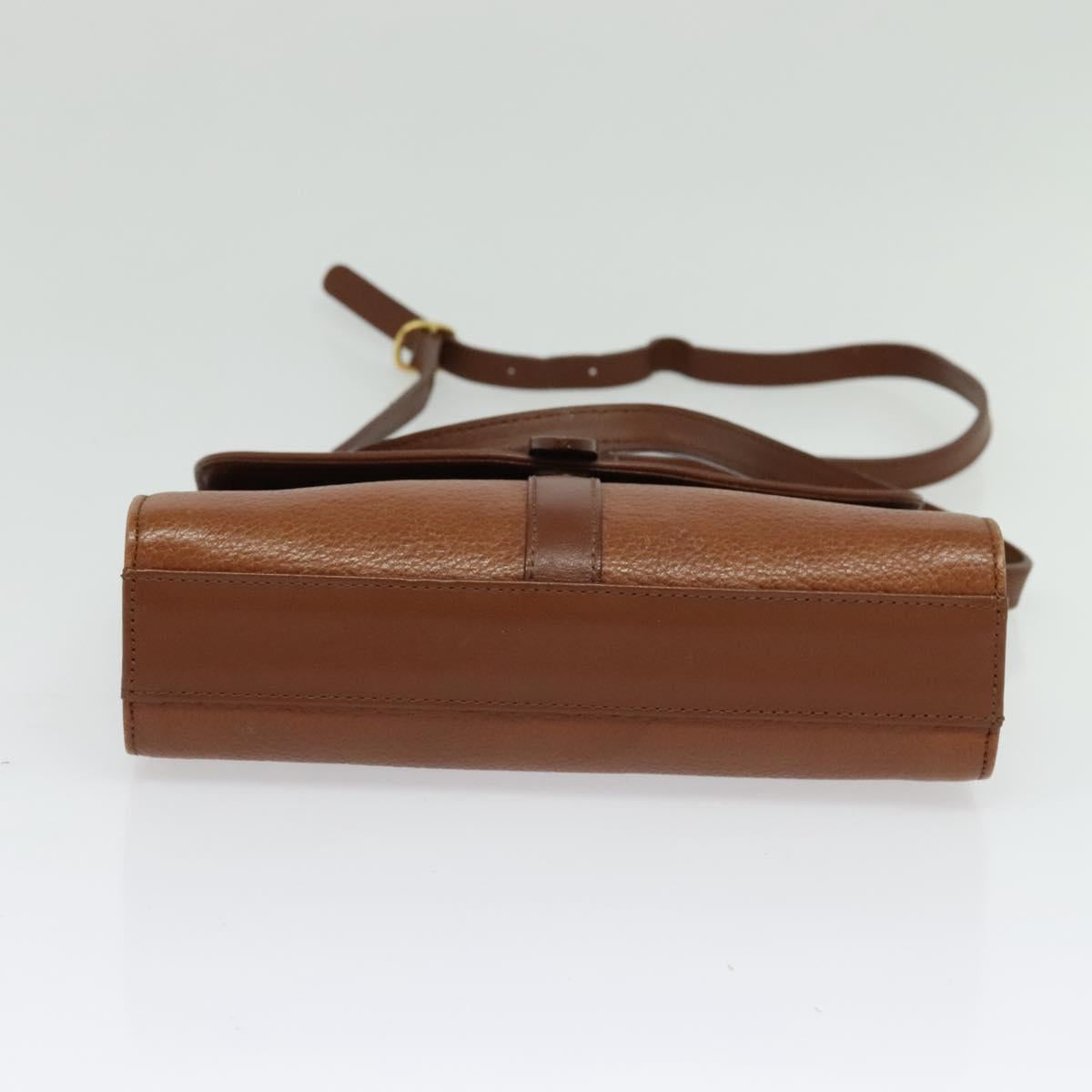 Burberrys Shoulder Bag Leather Brown Gold Auth ep10007