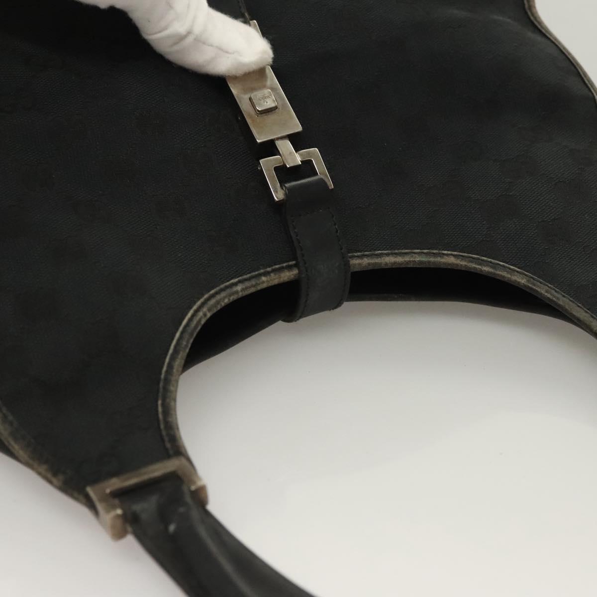 GUCCI GG Canvas Jackie Hand Bag Black Silver 002 1066 2123 Auth ep10022