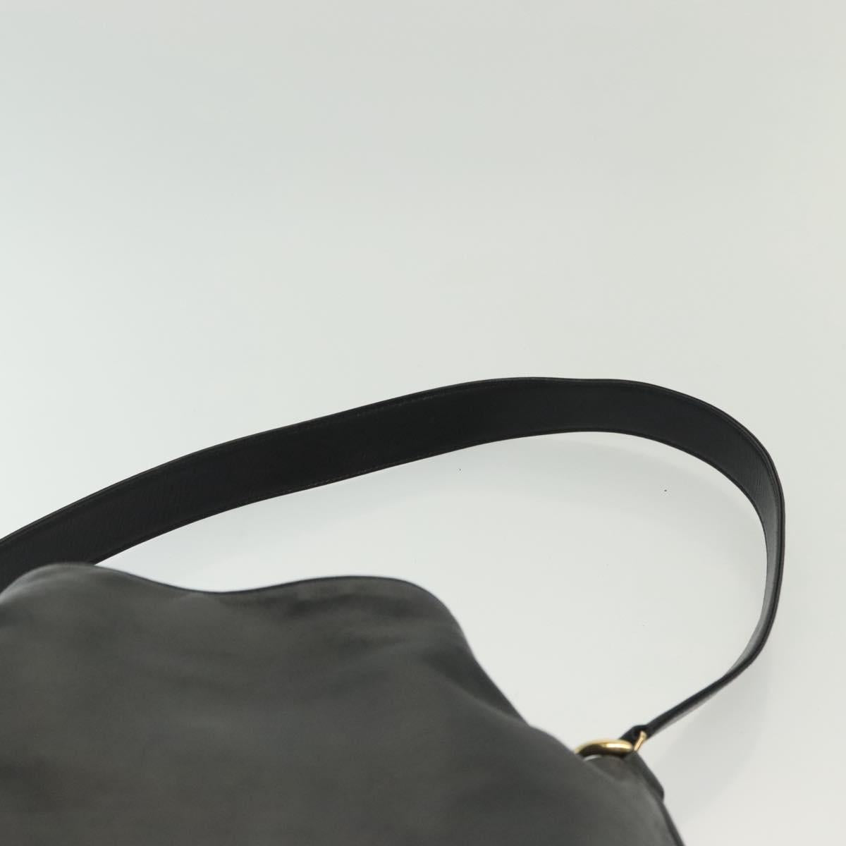 GUCCI Bamboo Hand Bag Leather 2way Black Gold 001 1577 3754 Auth ep10036