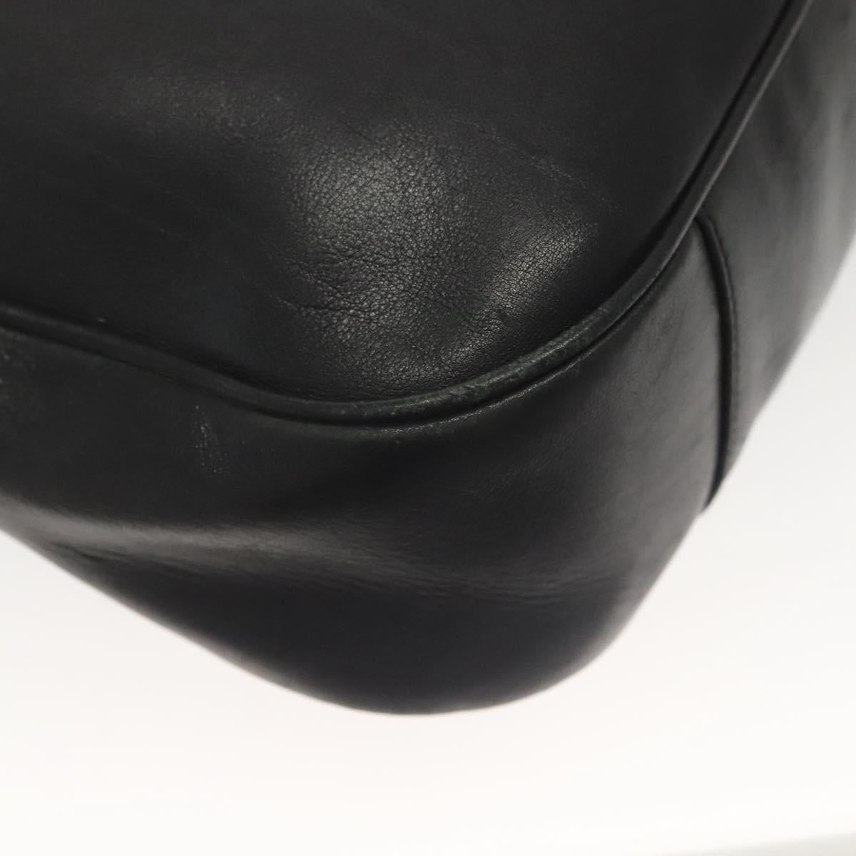 GUCCI Bamboo Hand Bag Leather 2way Black Gold 001 1577 3754 Auth ep10036