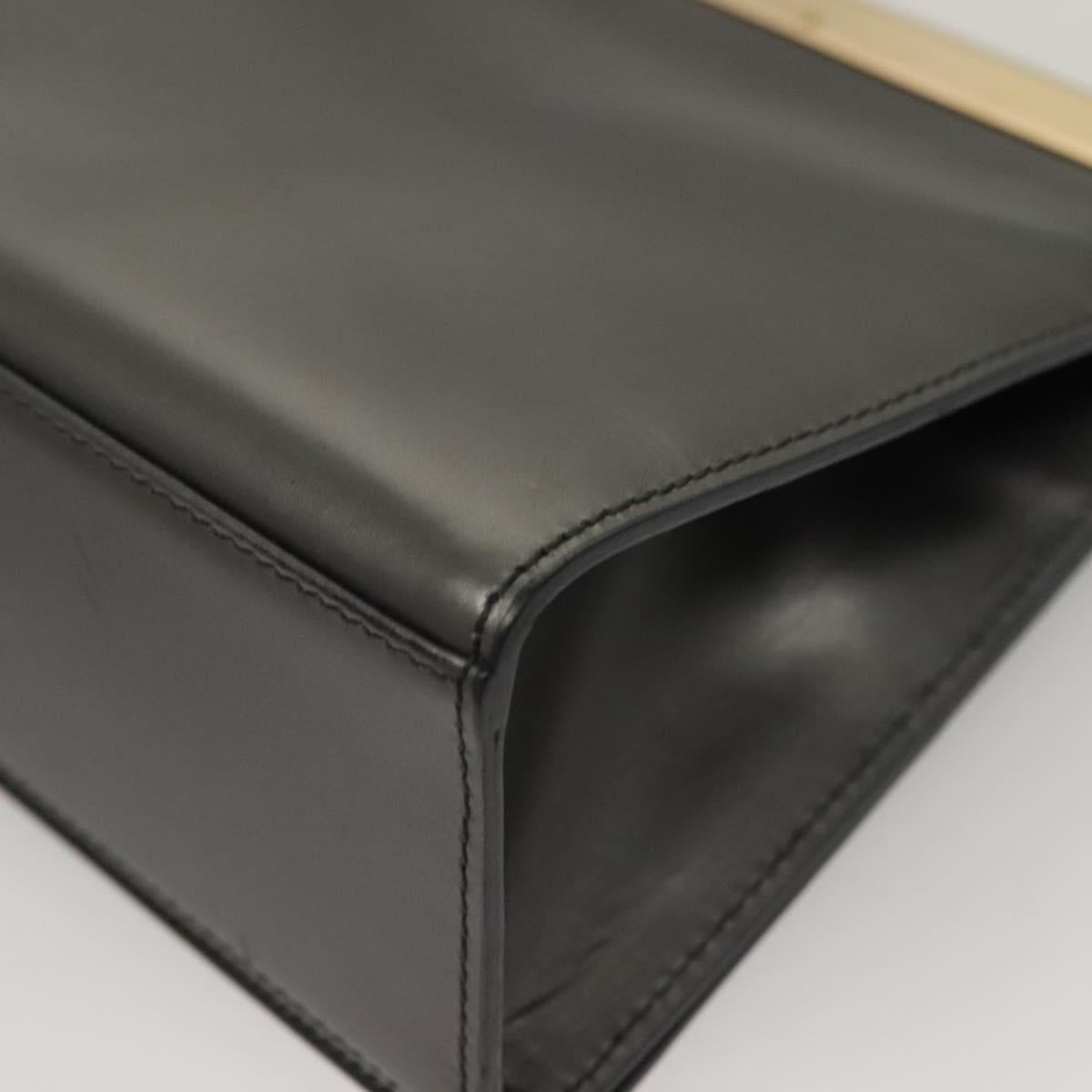 GUCCI Shoulder Bag Leather Gray Gold 001 2058 1919 0 Auth ep10038