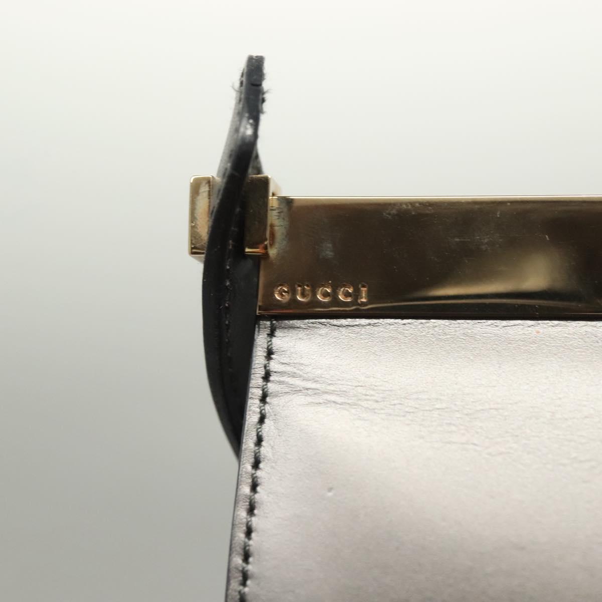 GUCCI Shoulder Bag Leather Gray Gold 001 2058 1919 0 Auth ep10038