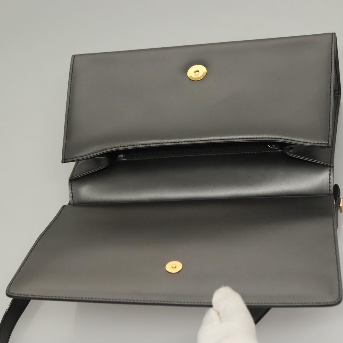 GUCCI Shoulder Bag Leather Gray Gold 001 2058 1919 0 Auth ep10038