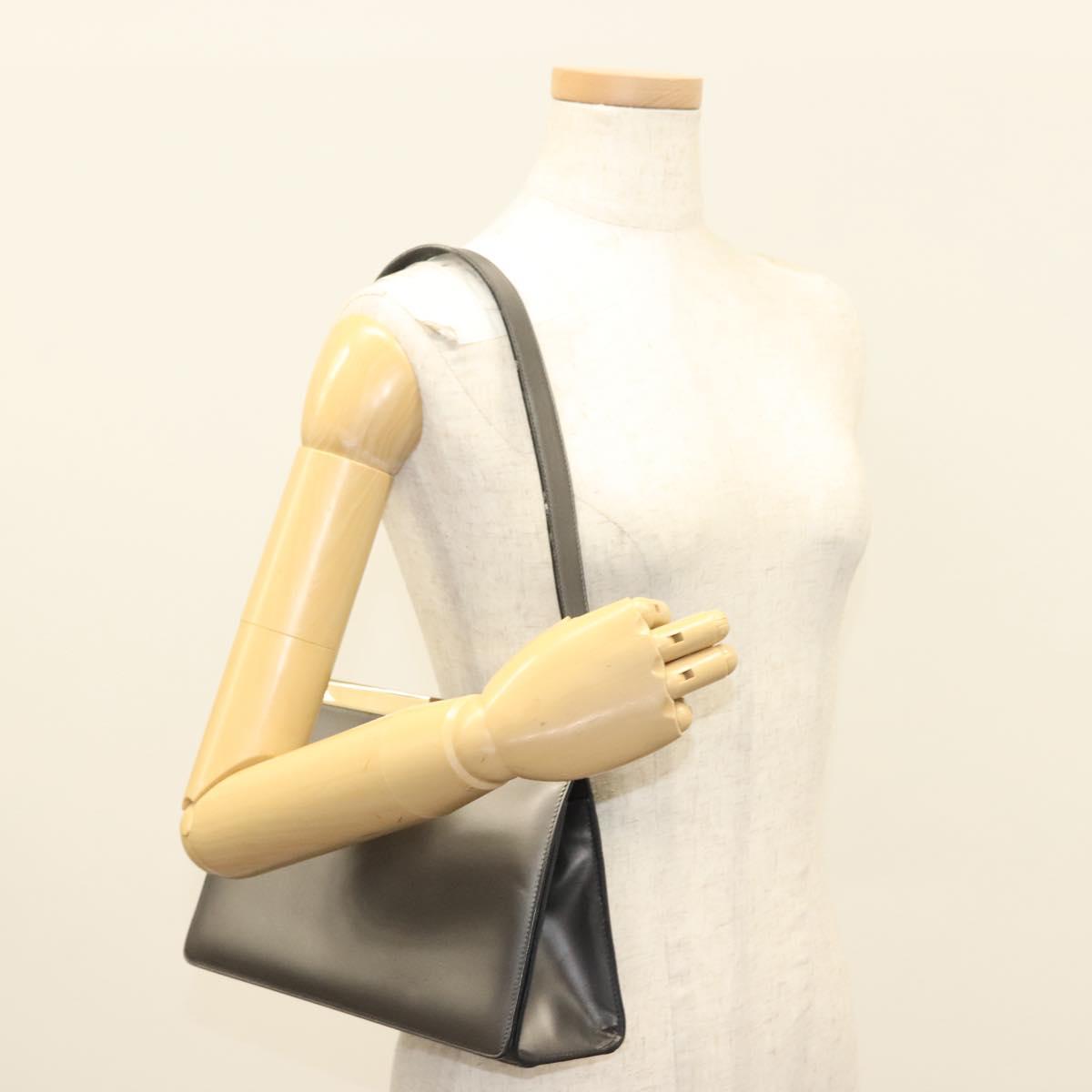 GUCCI Shoulder Bag Leather Gray Gold 001 2058 1919 0 Auth ep10038