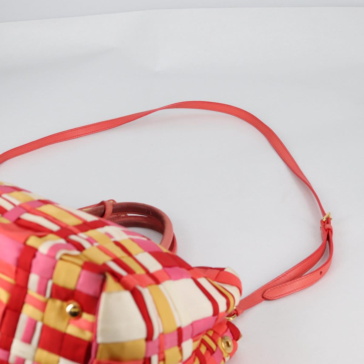 PRADA Hand Bag Nylon 2way Multicolor Gold Auth ep10042
