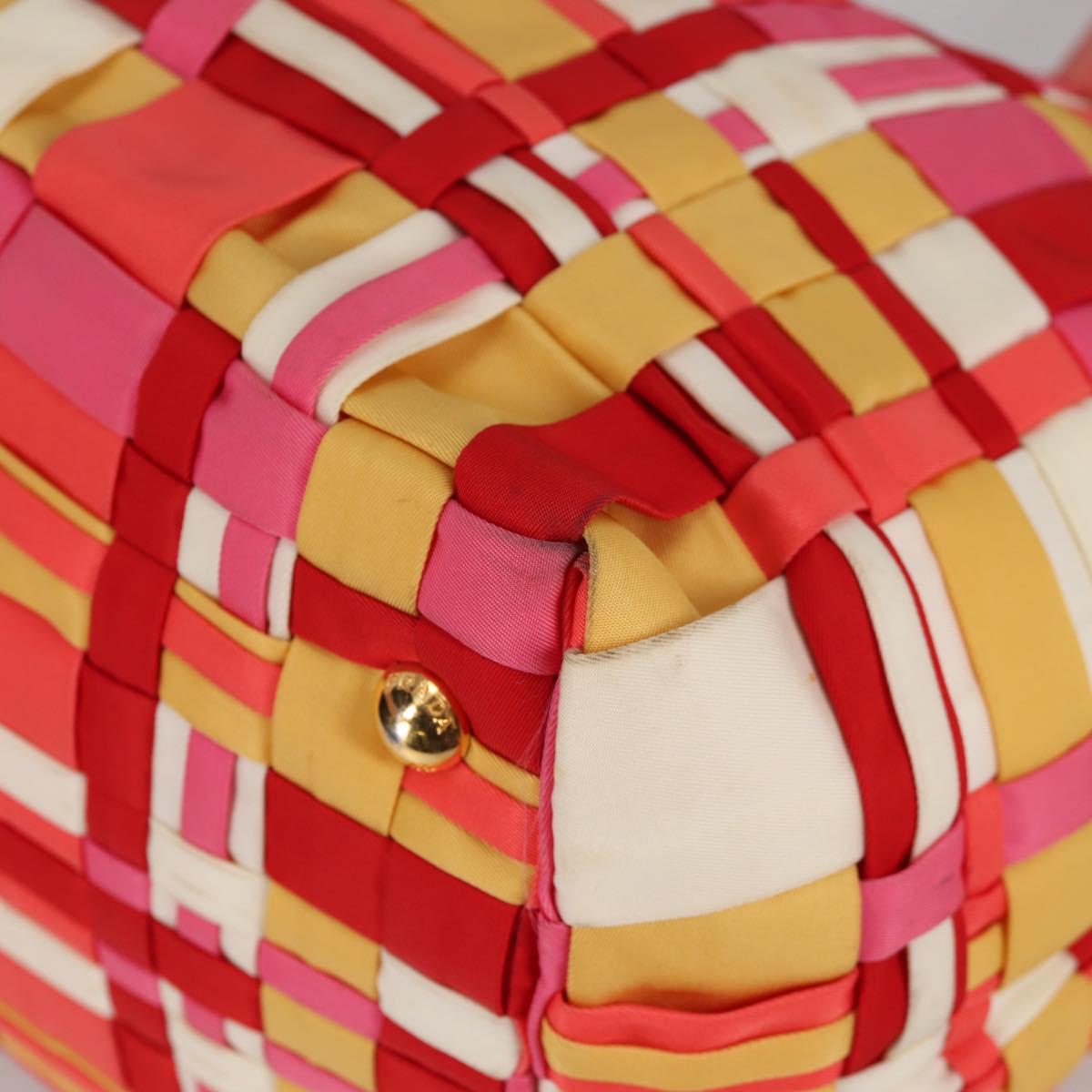 PRADA Hand Bag Nylon 2way Multicolor Gold Auth ep10042