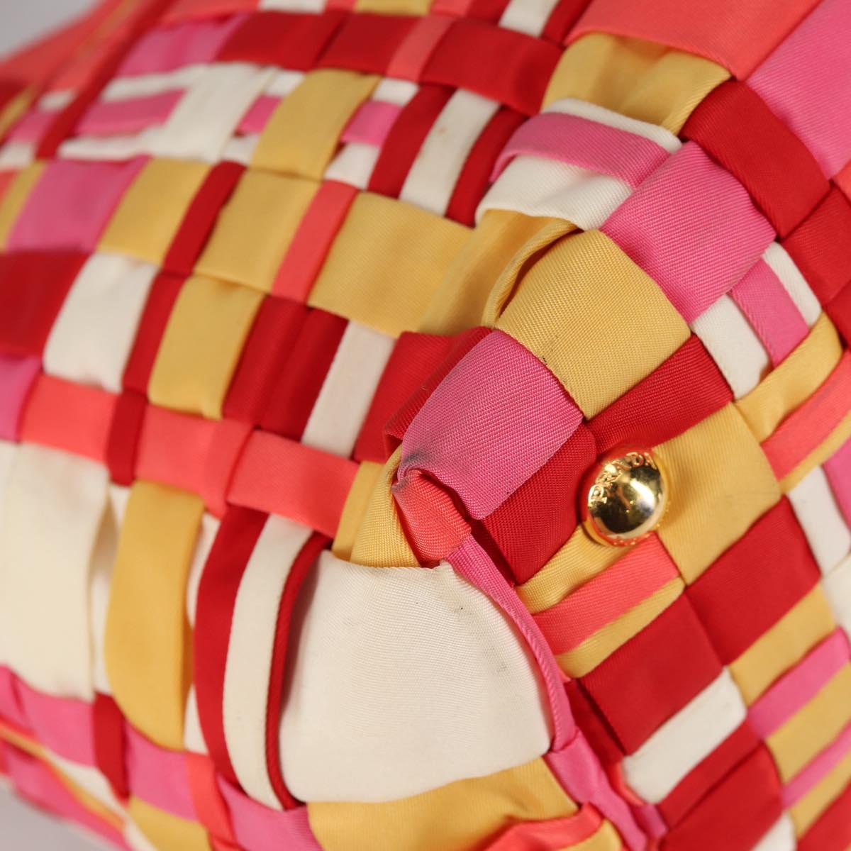 PRADA Hand Bag Nylon 2way Multicolor Gold Auth ep10042