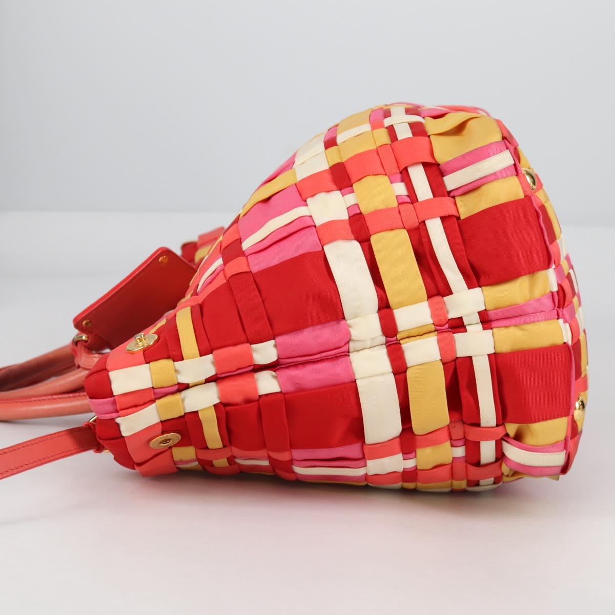 PRADA Hand Bag Nylon 2way Multicolor Gold Auth ep10042