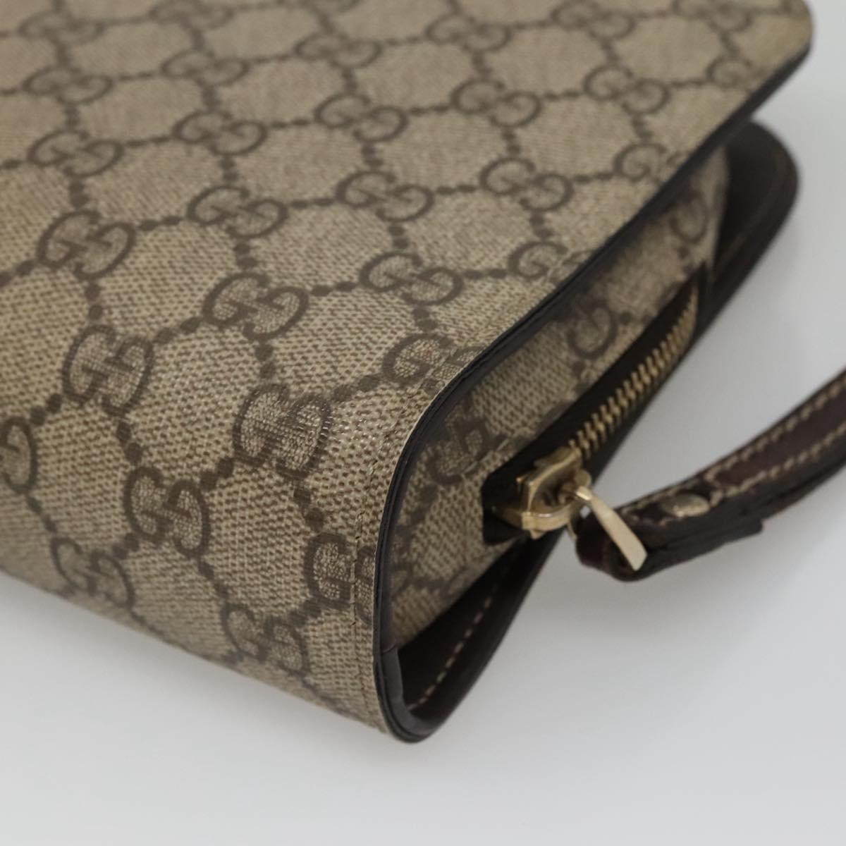 GUCCI GG Supreme Clutch Bag PVC Beige 201755 Auth ep10045