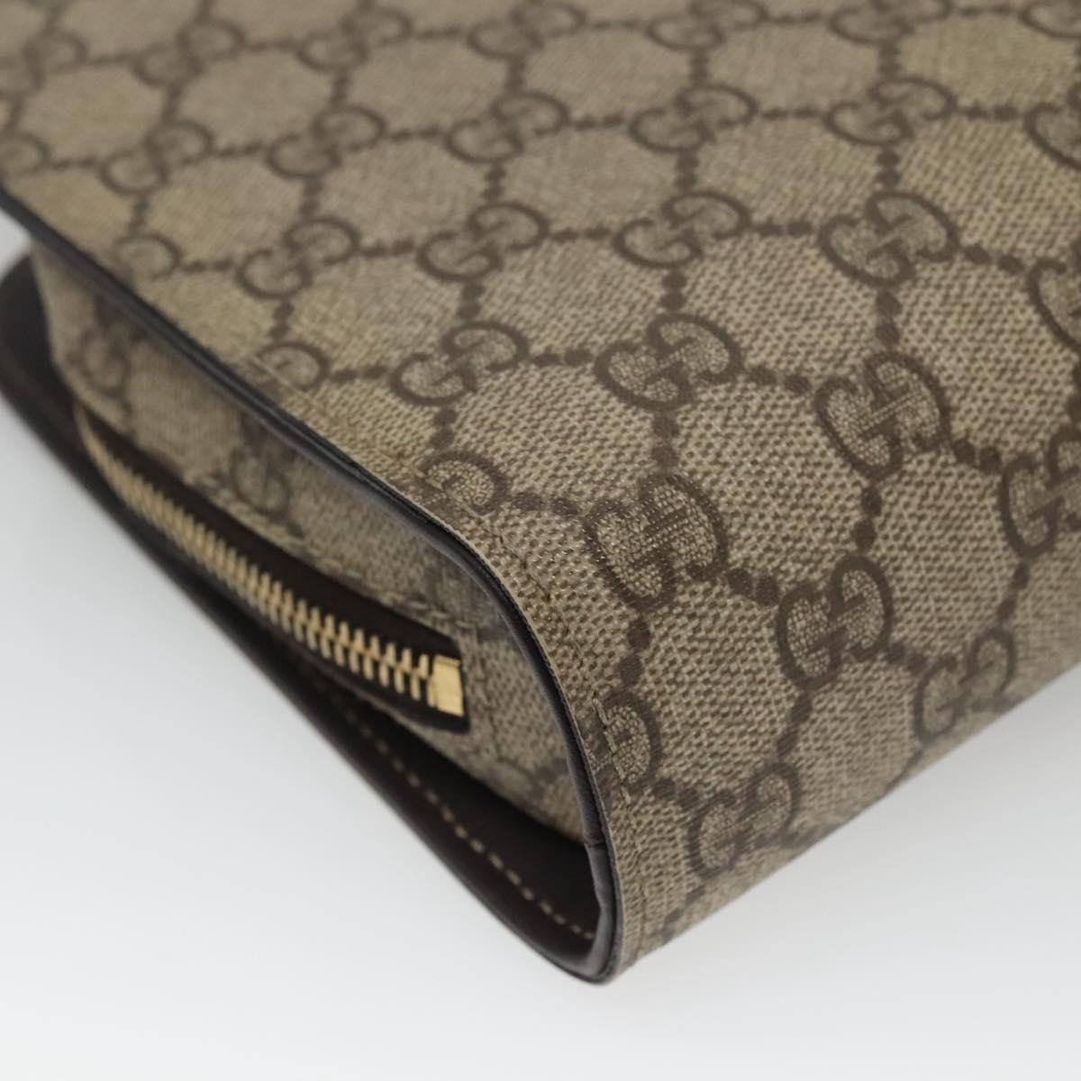 GUCCI GG Supreme Clutch Bag PVC Beige 201755 Auth ep10045